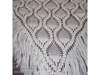 Women's hand-knitted scarf outfit