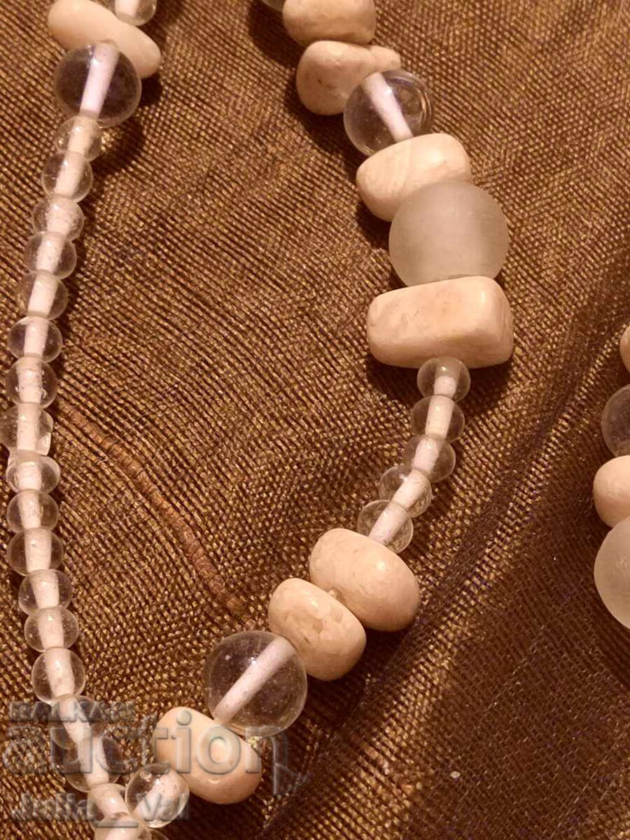 Licitație Colier mare lucrat manual - pietre naturale de 0,01 cent