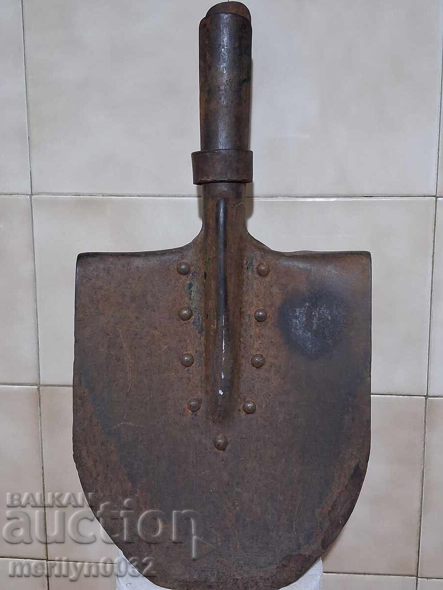 Lopata voenna s pecat, rezistentă, masivă, din fier forjat