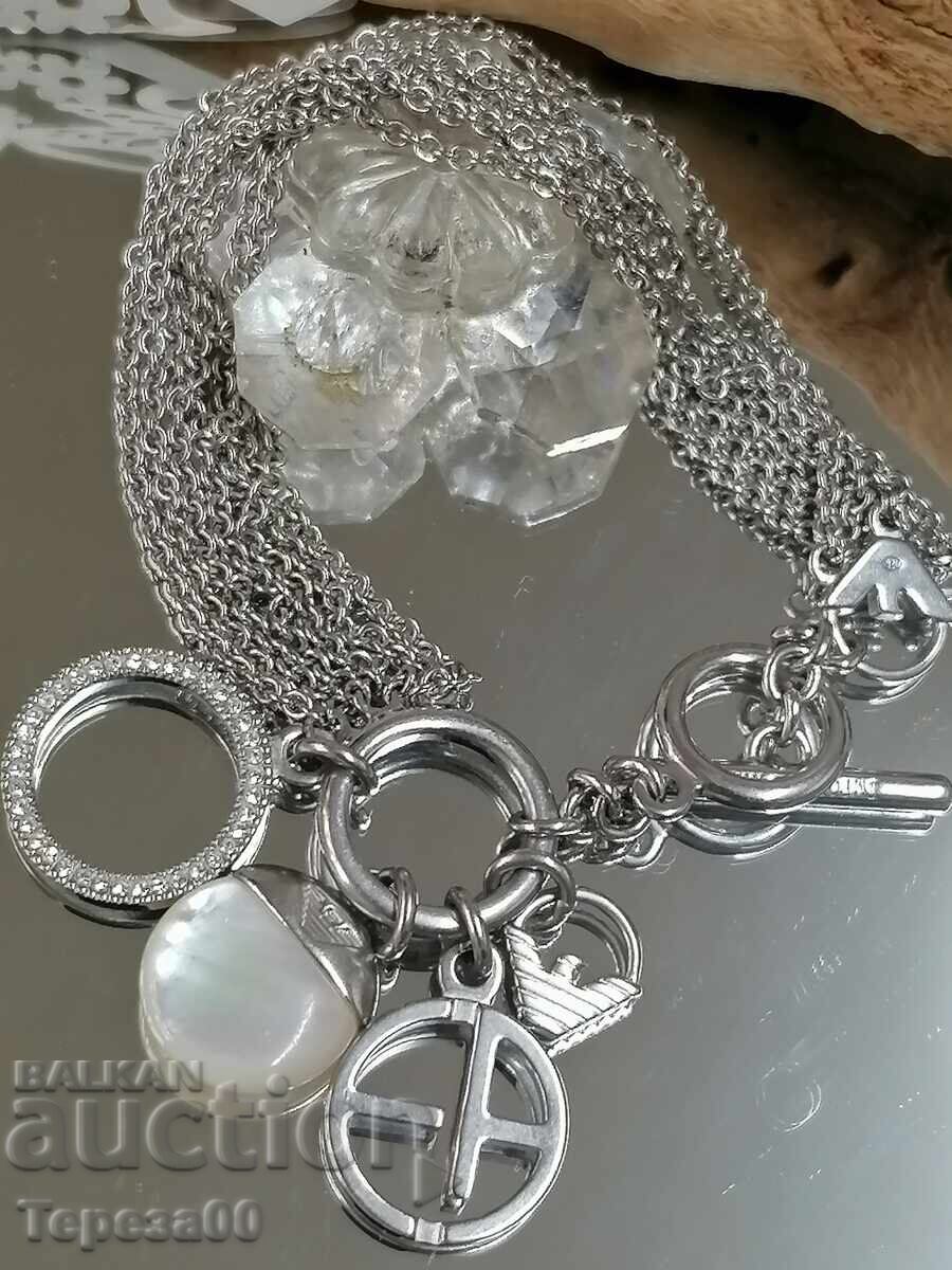 Аукцион Сребърна гривна оригинал на Emporio Armani