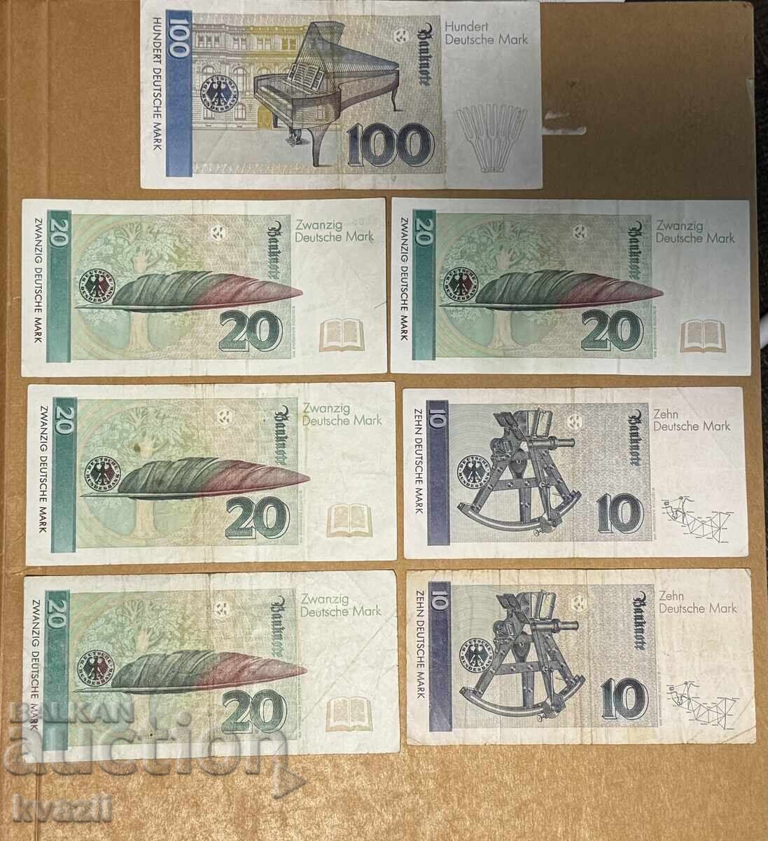 German Marks lot - 100, 20, 10 - 1993/1991 - AUTHENTIC/RARE with price € 55.00 | 107.57 BGN