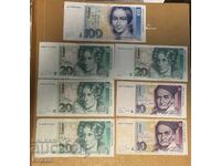 German Marks lot - 100, 20, 10 - 1993/1991 - AUTHENTIC/RARE