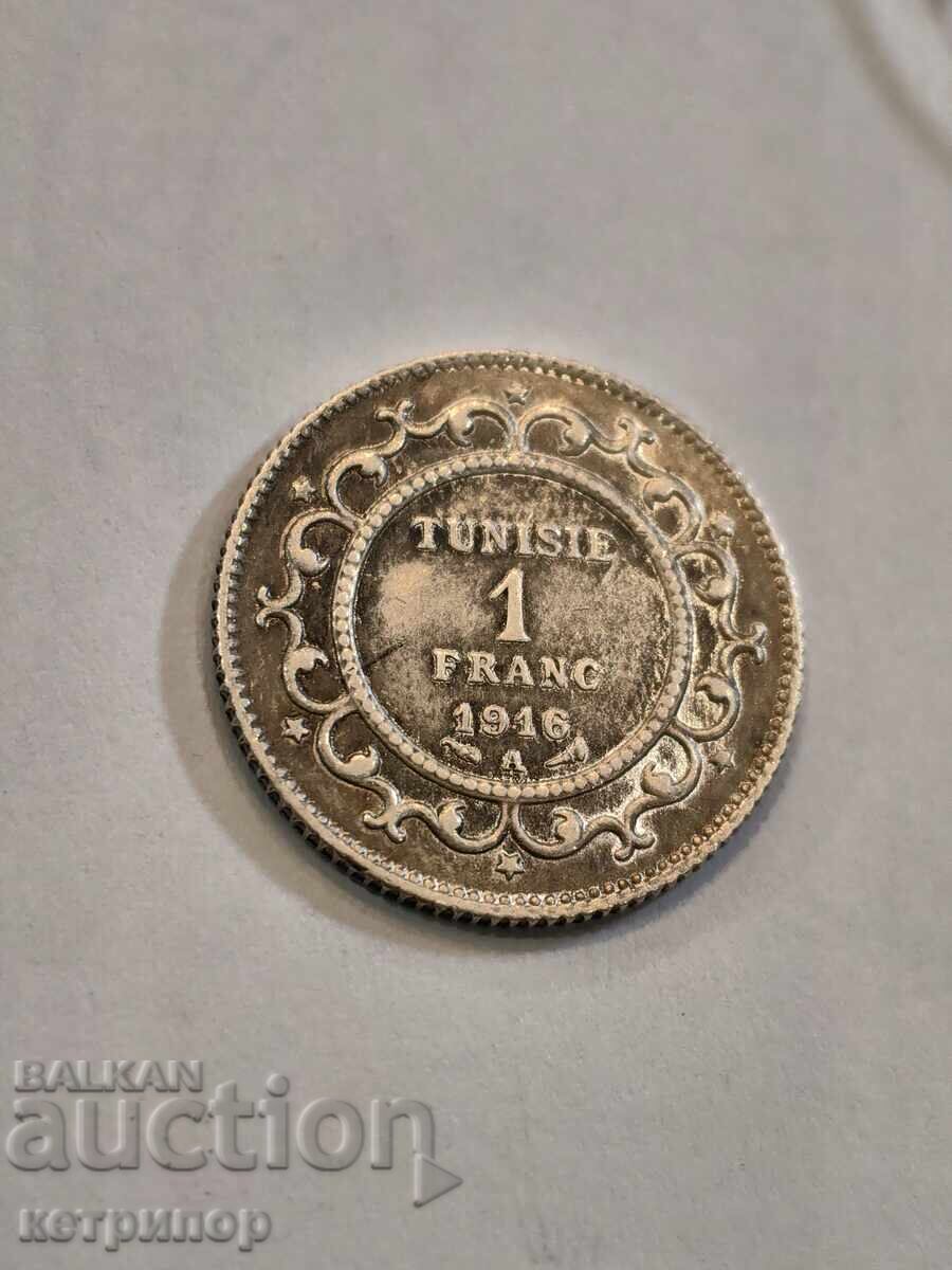 1 franc Tunisia 1916 argint