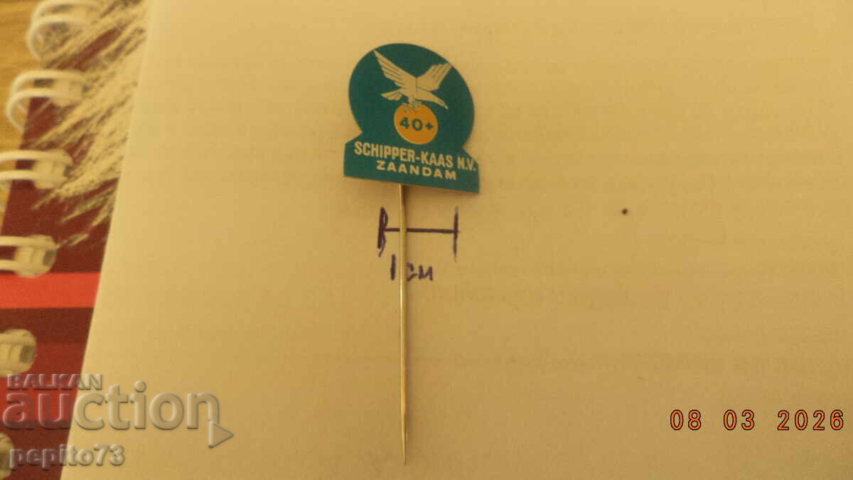 Licitație Znachka reklamna ,Schipper-Kaas N.V., marcă de brânză Licitație Znachka reklamna ,Schipper-Kaas N.V., marcă de brânză