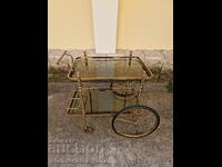 Minunat cărucior antic din bronz pentru servire