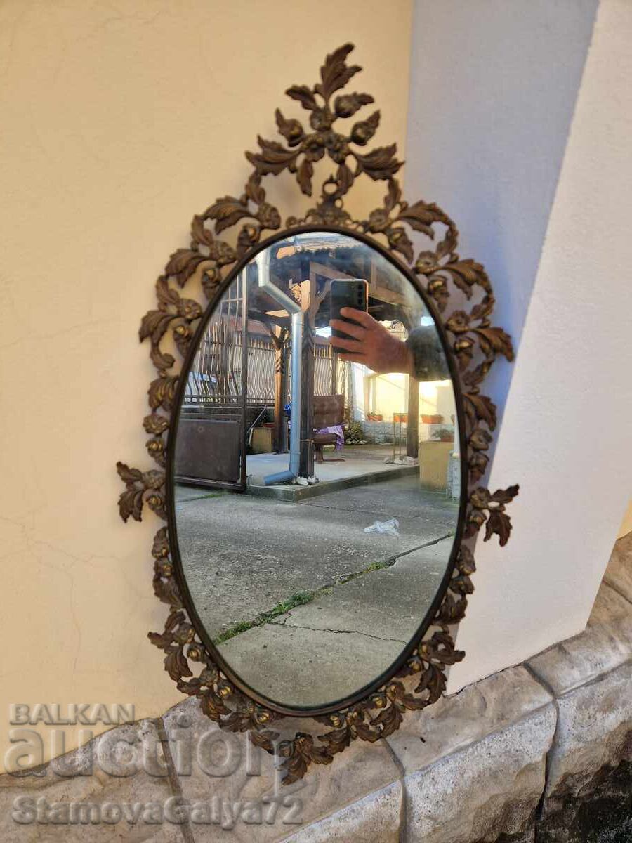 Уникално голямо антикварно френско бронзово огледало - 5