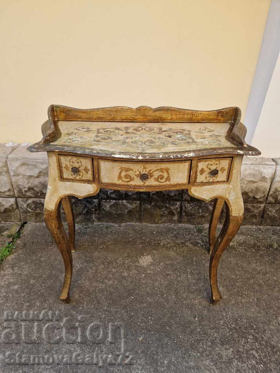 Rare, unique antique Italian wooden console table