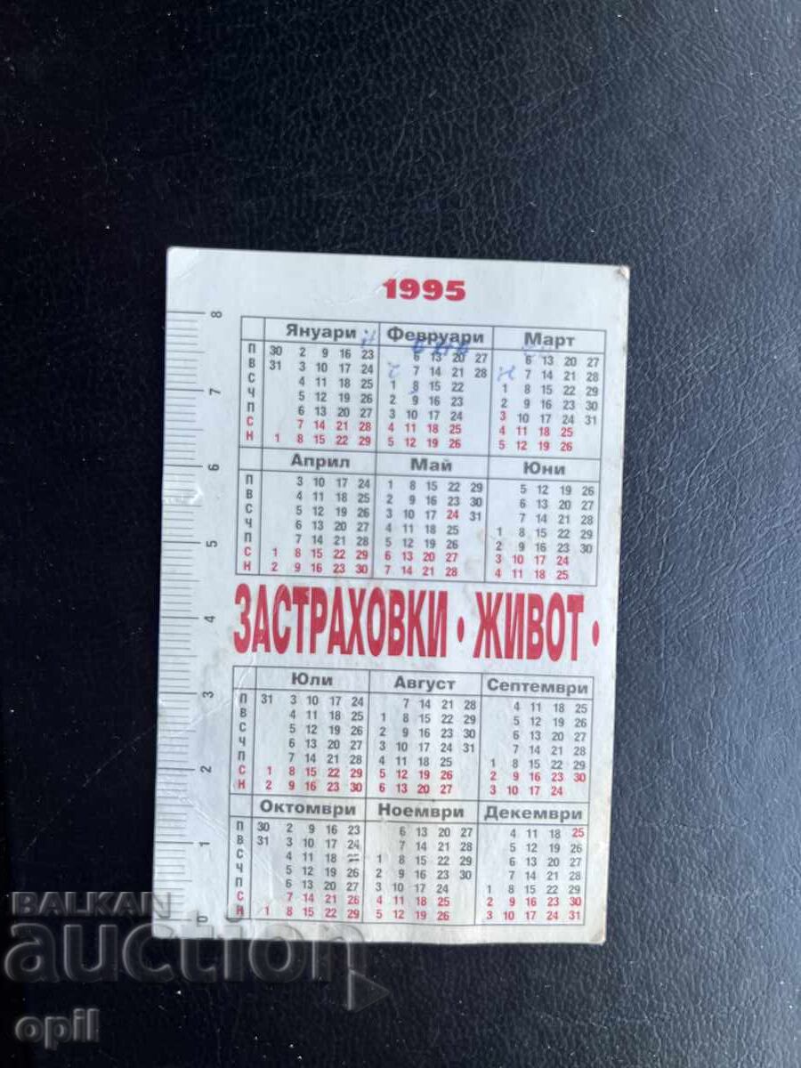 Calendar DZI 1995 cu preț € 0.10 | 0.20 BGN