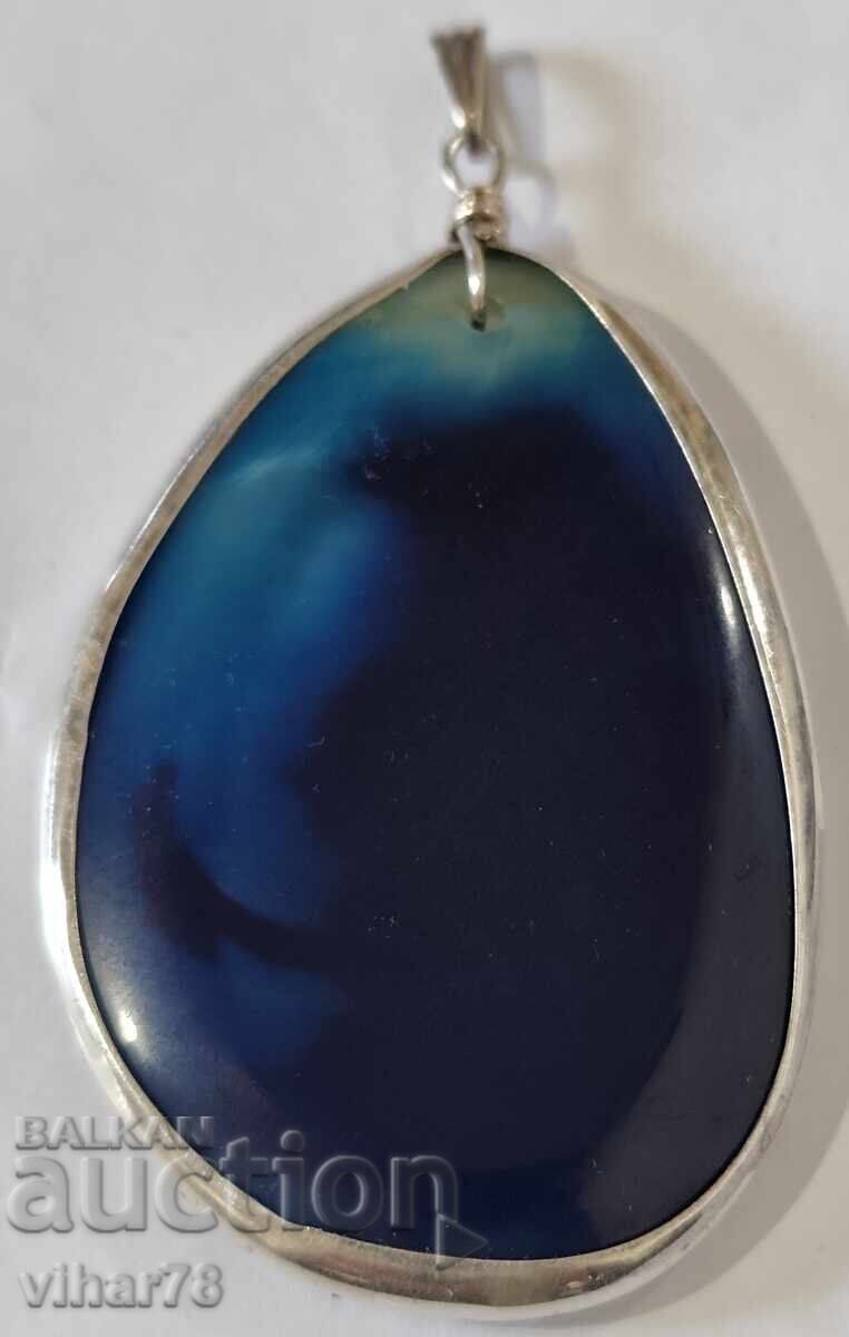 Pandantiv Argintiu Mare cu Agat - 5