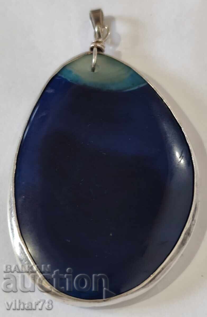 Pandantiv Argintiu Mare cu Agat - 7