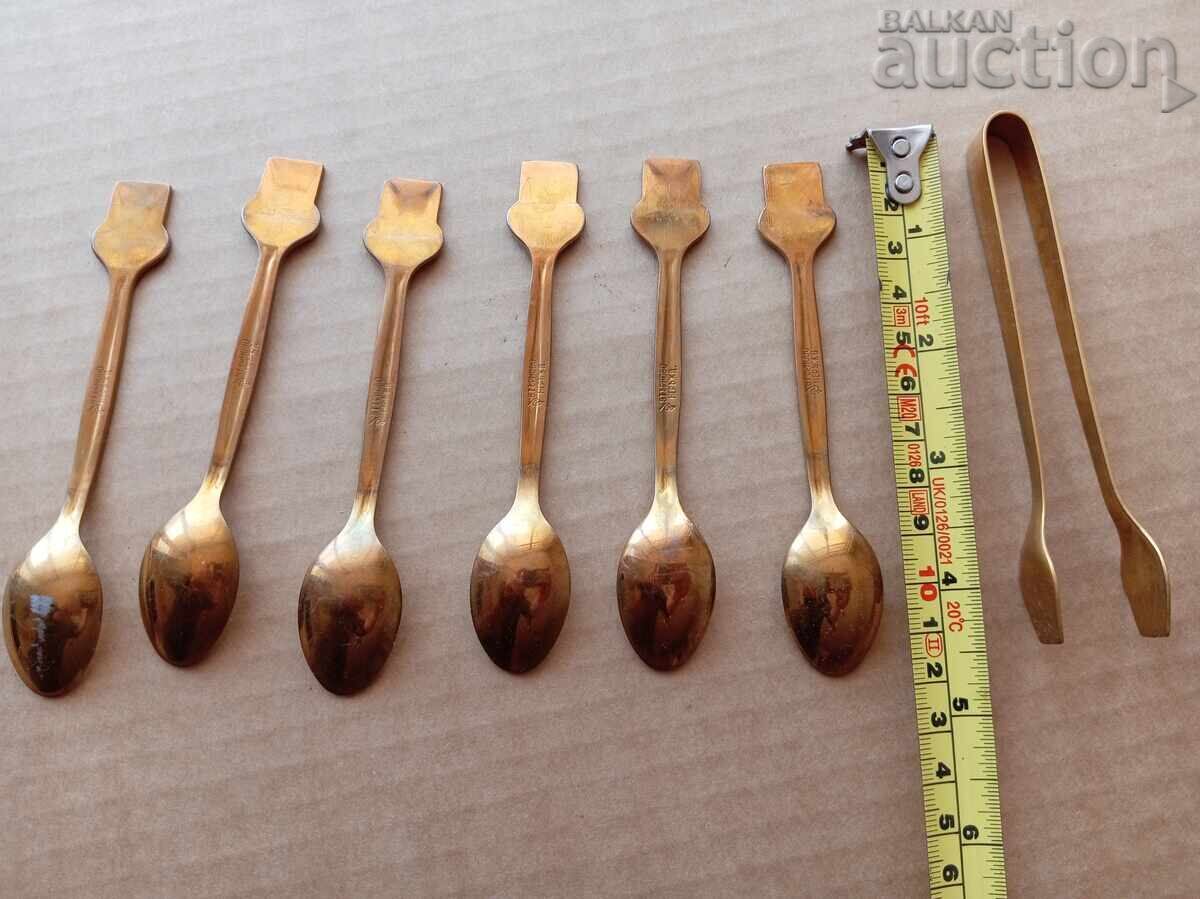 Lingurițe placate cu aur seceră și ciocan Veliko Tărnovo anii '80 - 5 Lingurițe placate cu aur seceră și ciocan Veliko Tărnovo anii '80 - 5