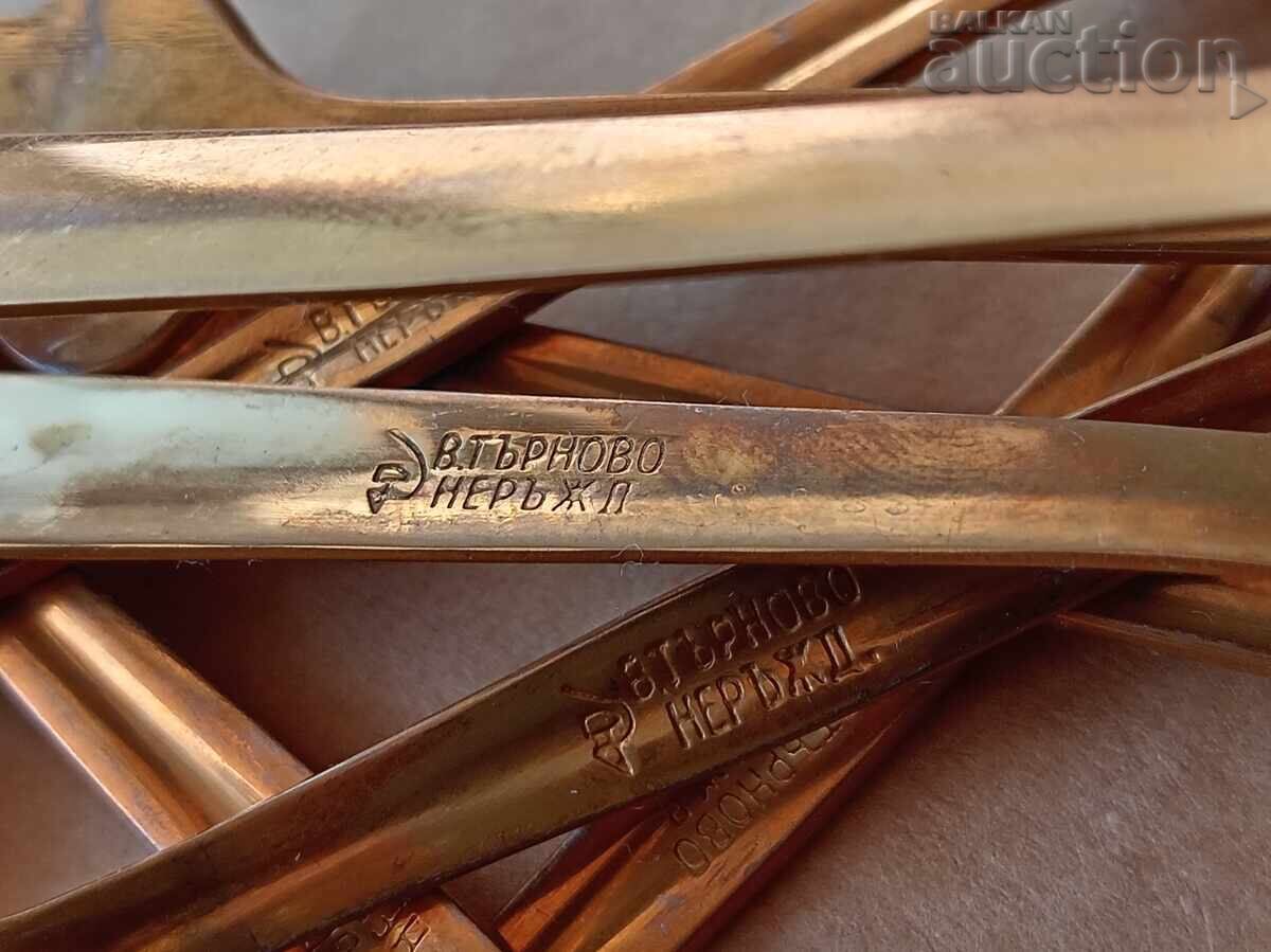 Lingurițe placate cu aur seceră și ciocan Veliko Tărnovo anii '80 - 7 Lingurițe placate cu aur seceră și ciocan Veliko Tărnovo anii '80 - 7