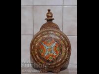 Старинна пирографирана бъклица, бъкел, павур