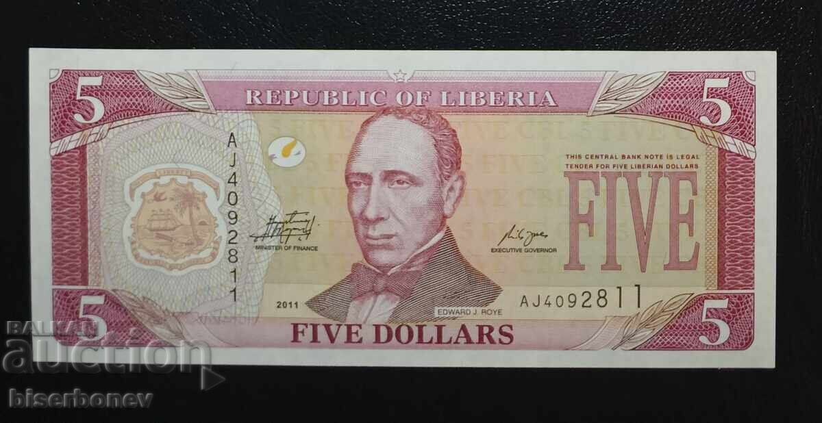 Либерия , 5 долара 2011 г, UNC