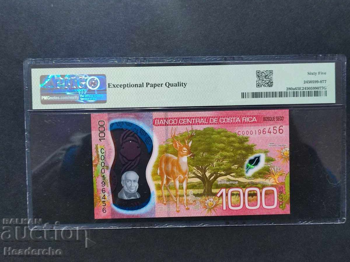 Licitație COSTA RICA - 1000 colones 2019 PMG-65 EPQ, polimer
