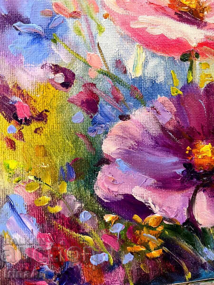 BZC!! Flori de câmp - I. Vodiana. Ulei pe pânză + Certificat - 5