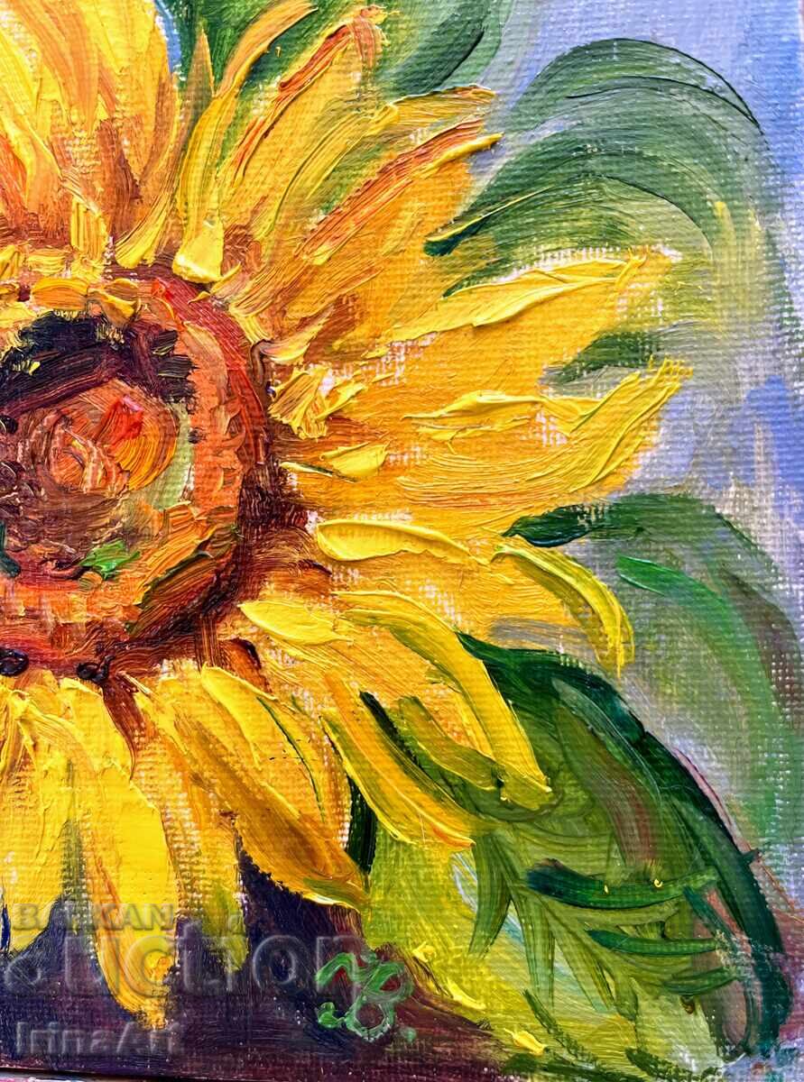 BZTS!! Floarea-soarelui de aur - I. Vodiană. Ulei. + Certificat - 5