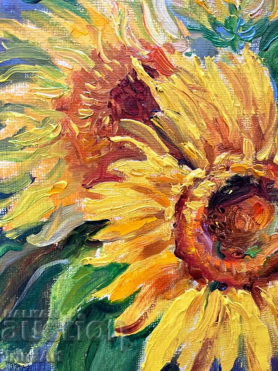 BZTS!! Floarea-soarelui de aur - I. Vodiană. Ulei. + Certificat - 6