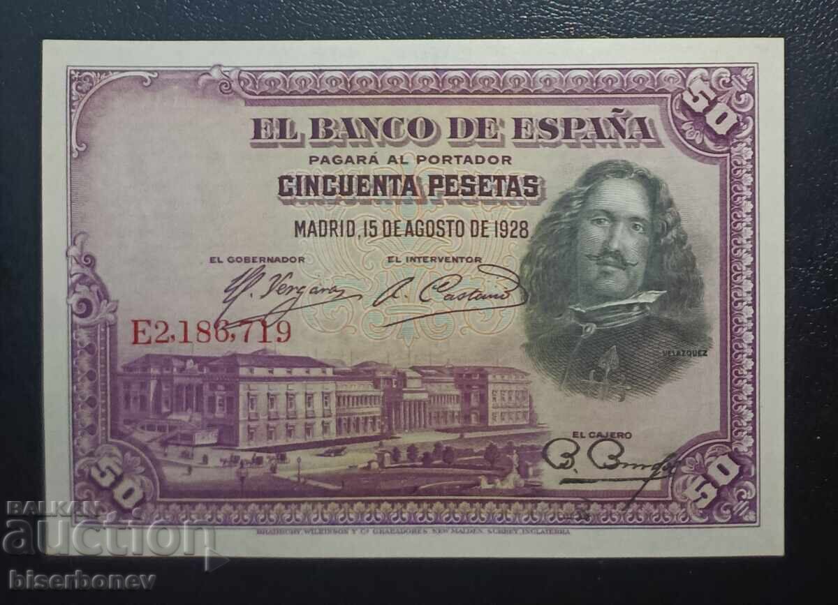 1928 g. Spania, Spain, 50 pesetas, UNC