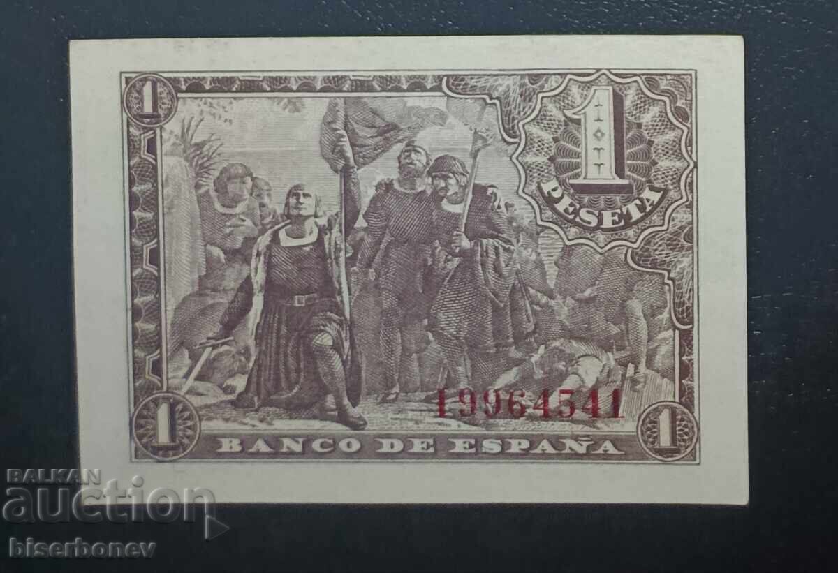 1943 g. Spania, Spain, 1 pesetă, UNC cu preț € 19.90 | 38.92 BGN 1943 g. Spania, Spain, 1 pesetă, UNC cu preț € 19.90 | 38.92 BGN