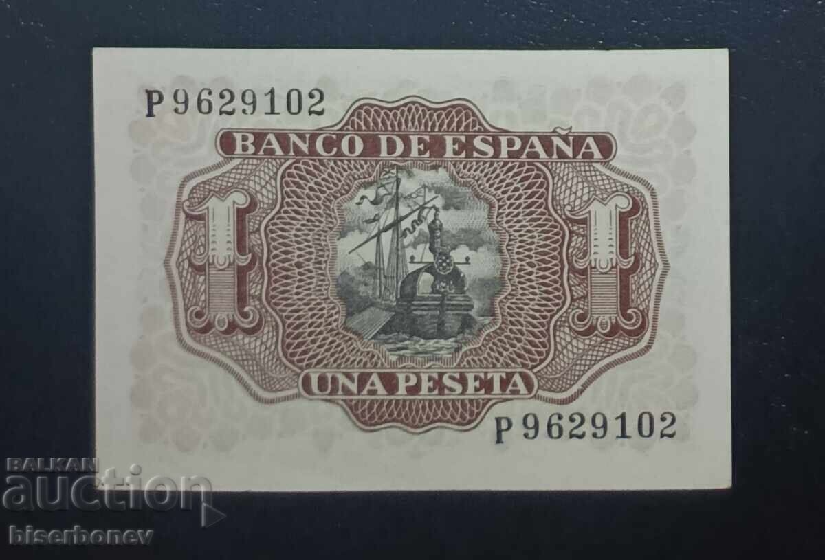 1953 г. Испания  , Spain, 1 песета , UNC с цена € 4.50 | 8.80 лв.