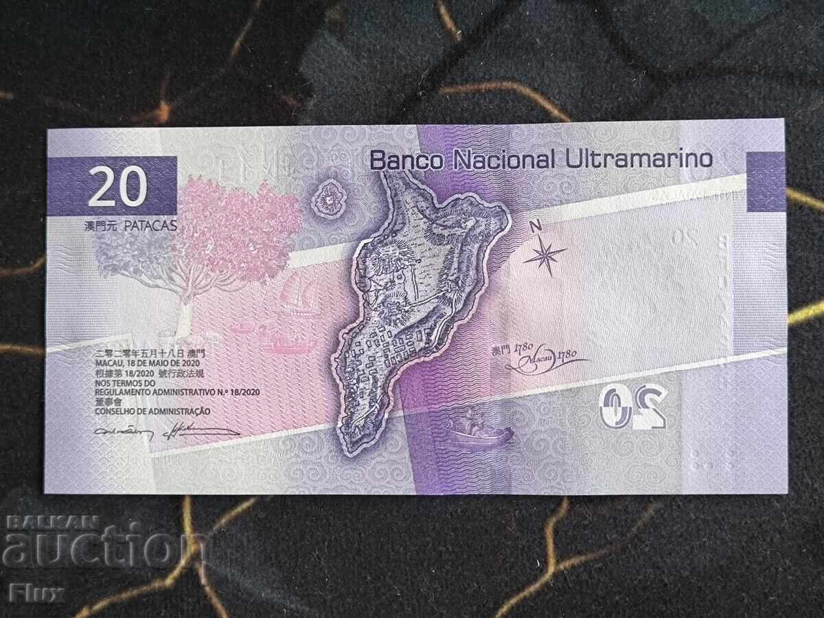 Bancnotă - Macao - 20 pataca (BNU) UNC | 2024 cu preț € 9.60 | 18.78 BGN Bancnotă - Macao - 20 pataca (BNU) UNC | 2024 cu preț € 9.60 | 18.78 BGN