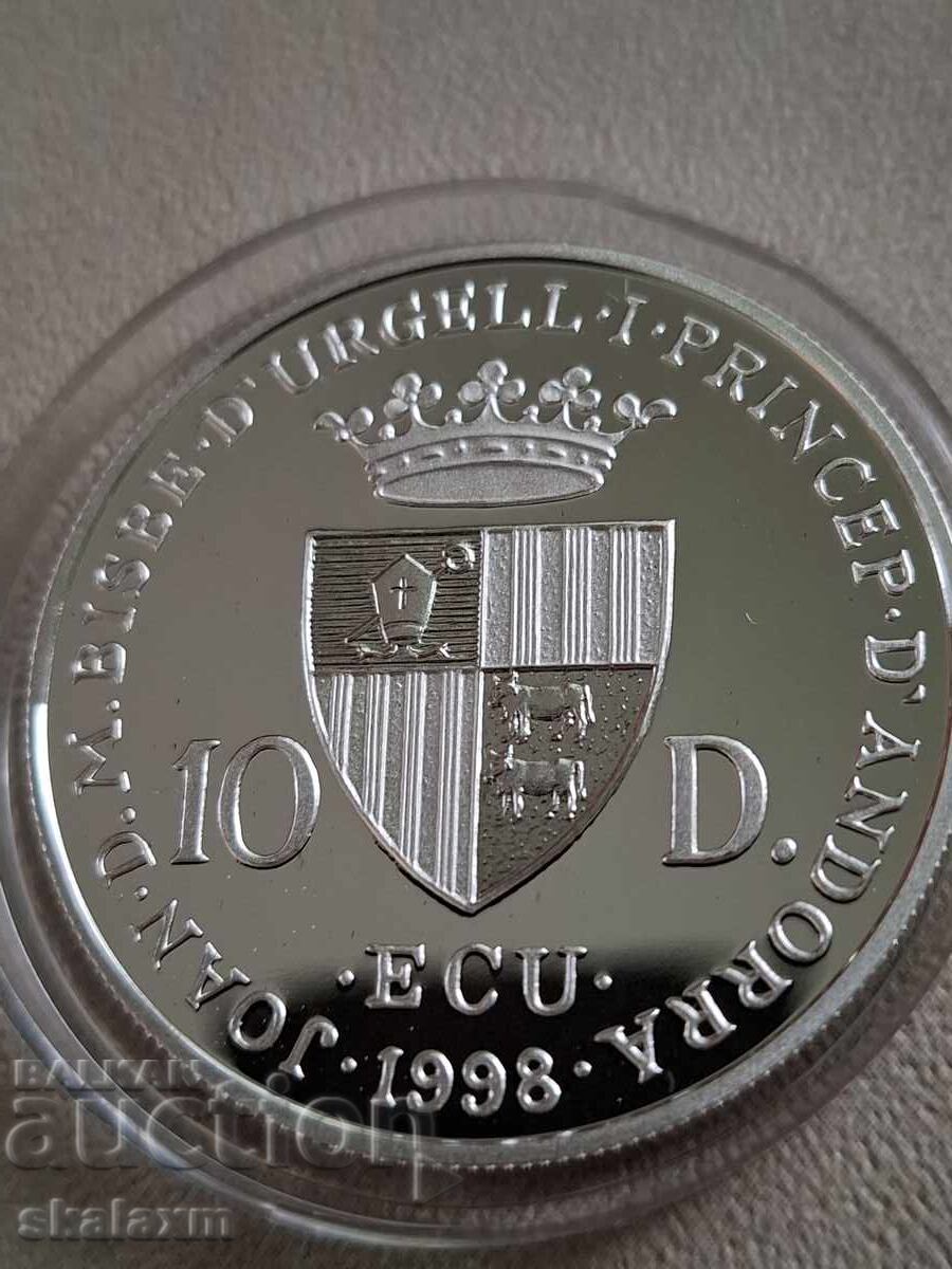 Сребро 10 динера 1998г. Андора с цена € 90.00 | 176.02 лв.