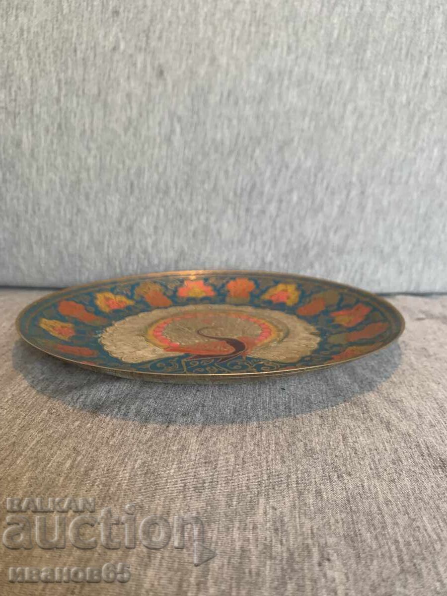 Παράδοση Μεταλλικό πιάτο τοίχου με παγώνια