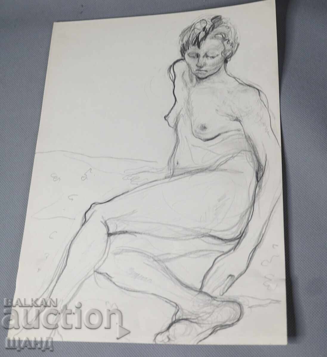 Old Master desen creion erotic nud corp feminin