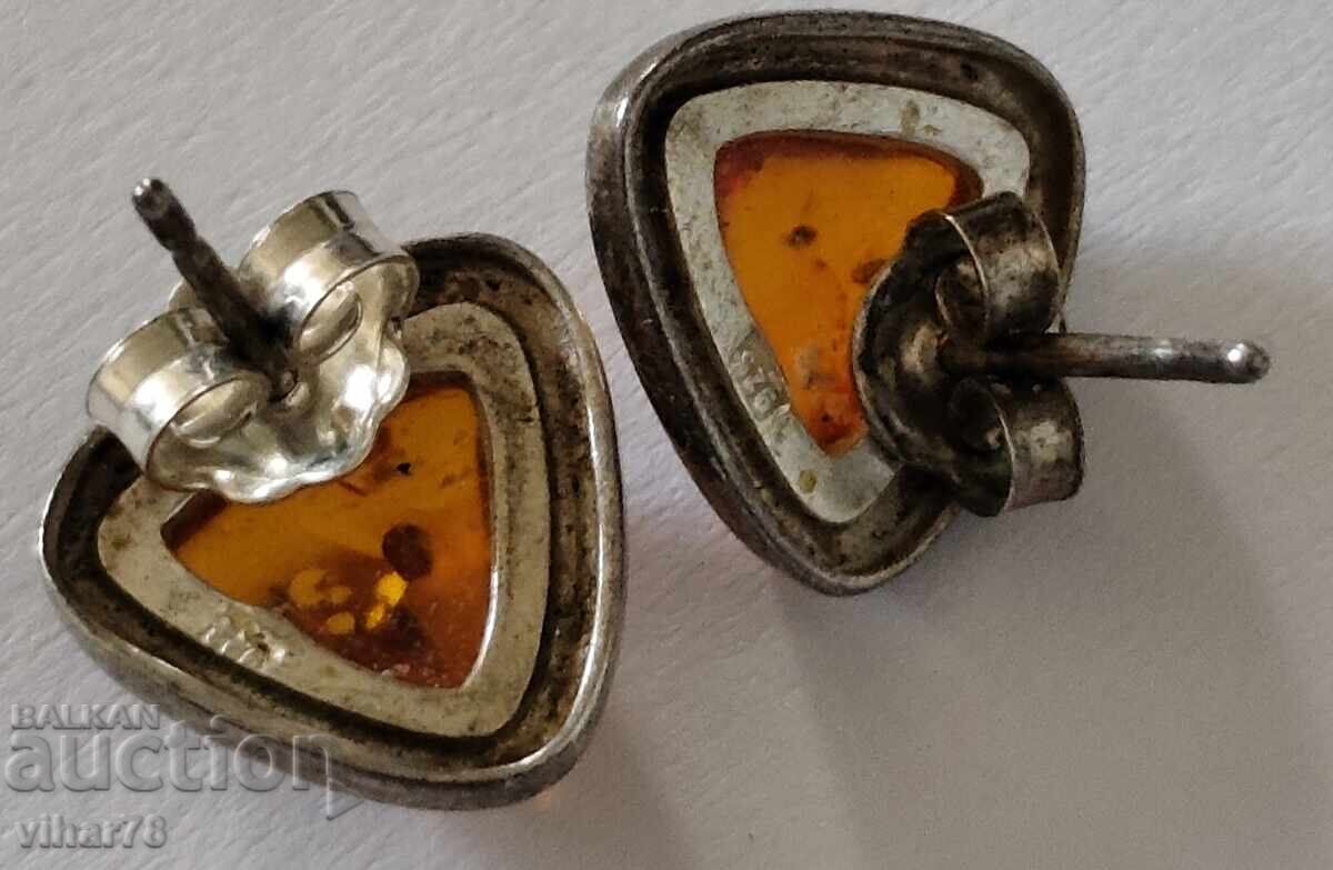 Ασημένια σκουλαρίκια με κεχριμπάρι - 7