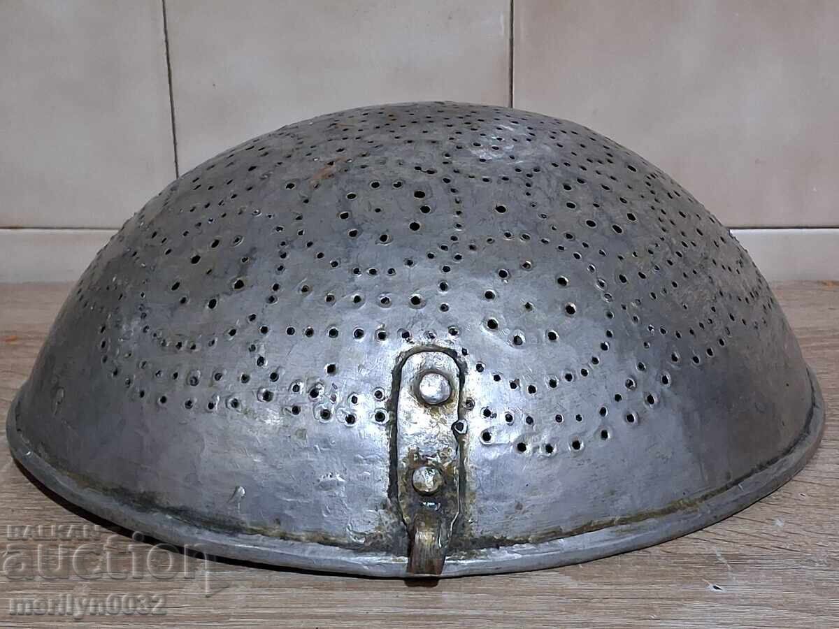 Livrarea strecuratoare veche de cupru oala de cupru, ceaun cu strecuratoare ceaun cazan