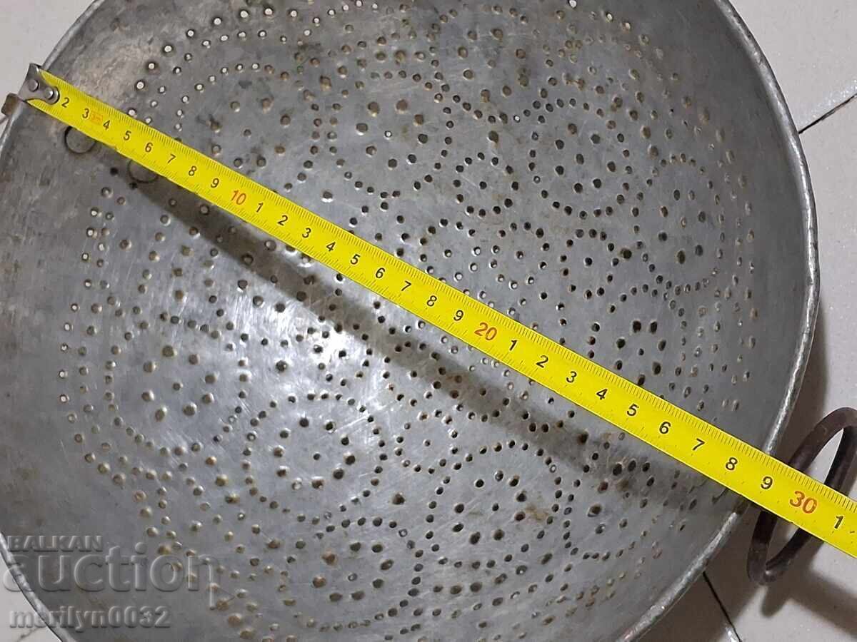 strecuratoare veche de cupru oala de cupru, ceaun cu strecuratoare ceaun cazan - 5