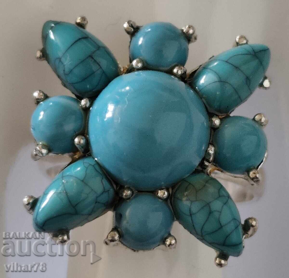 Inel de argint pentru damă cu turcoaz - 7 Inel de argint pentru damă cu turcoaz - 7