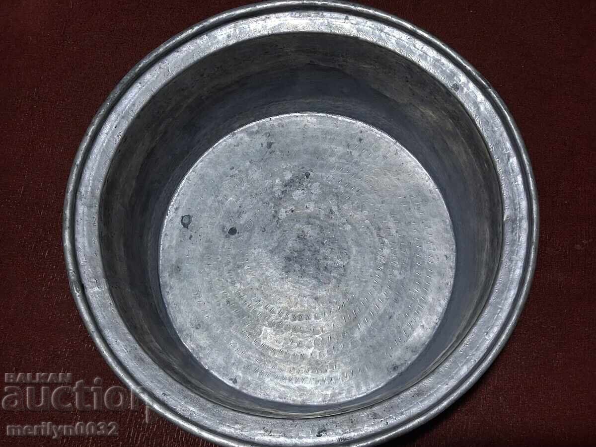 Стара калайдисана тенджера бакър меден съд с капак - 7