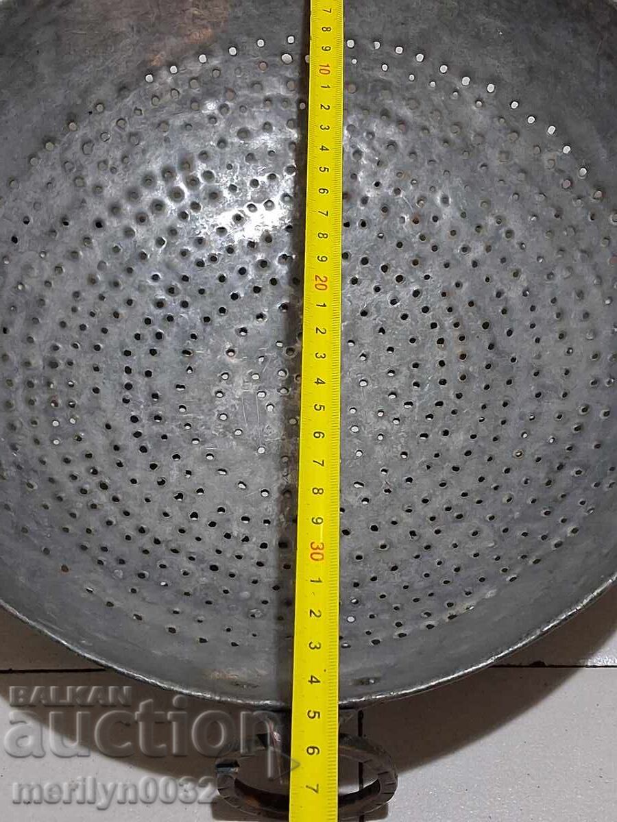 strecuratoare veche de cupru oala de cupru, ceaun cu strecuratoare ceaun cazan - 5