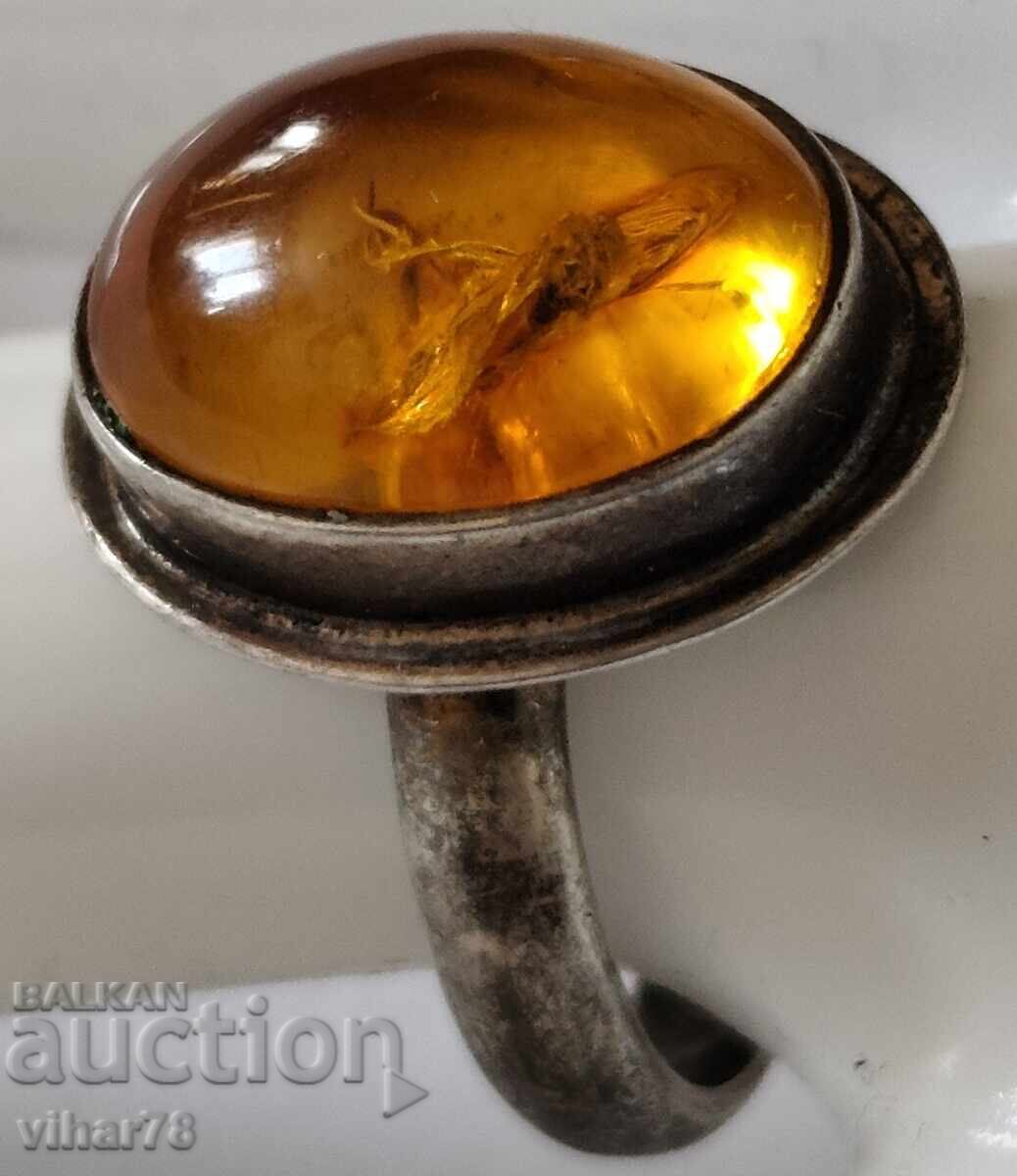 Silver ring with amber - 5 Silver ring with amber - 5