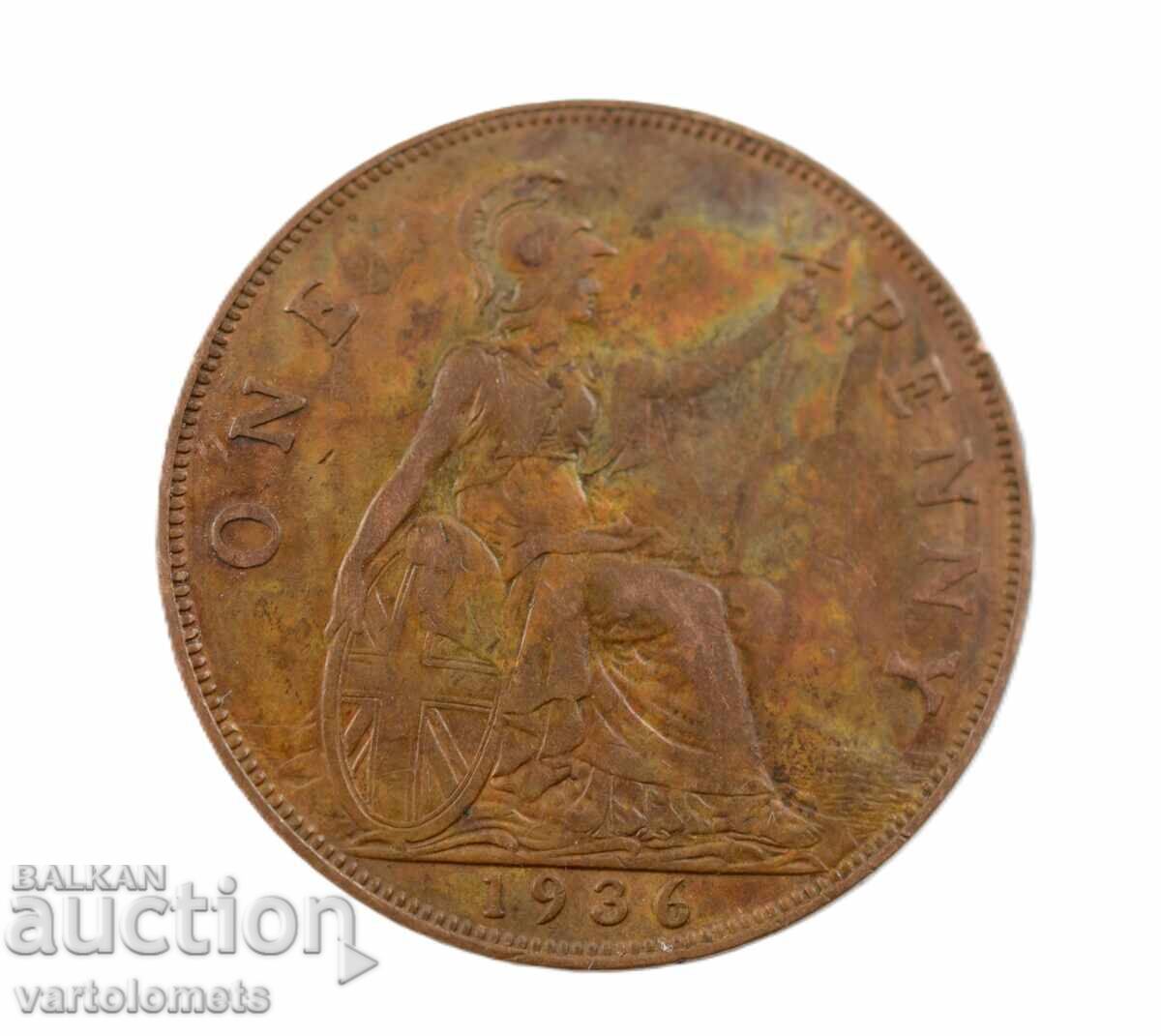 1 peni 1936 -  Velikobritania › Kral Dzhordzh V