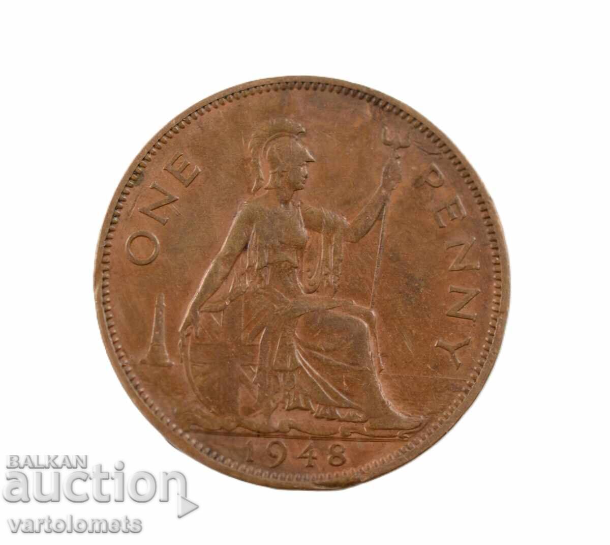 1 peni 1948 -  Velikobritania › Kral Dzhordzh VI