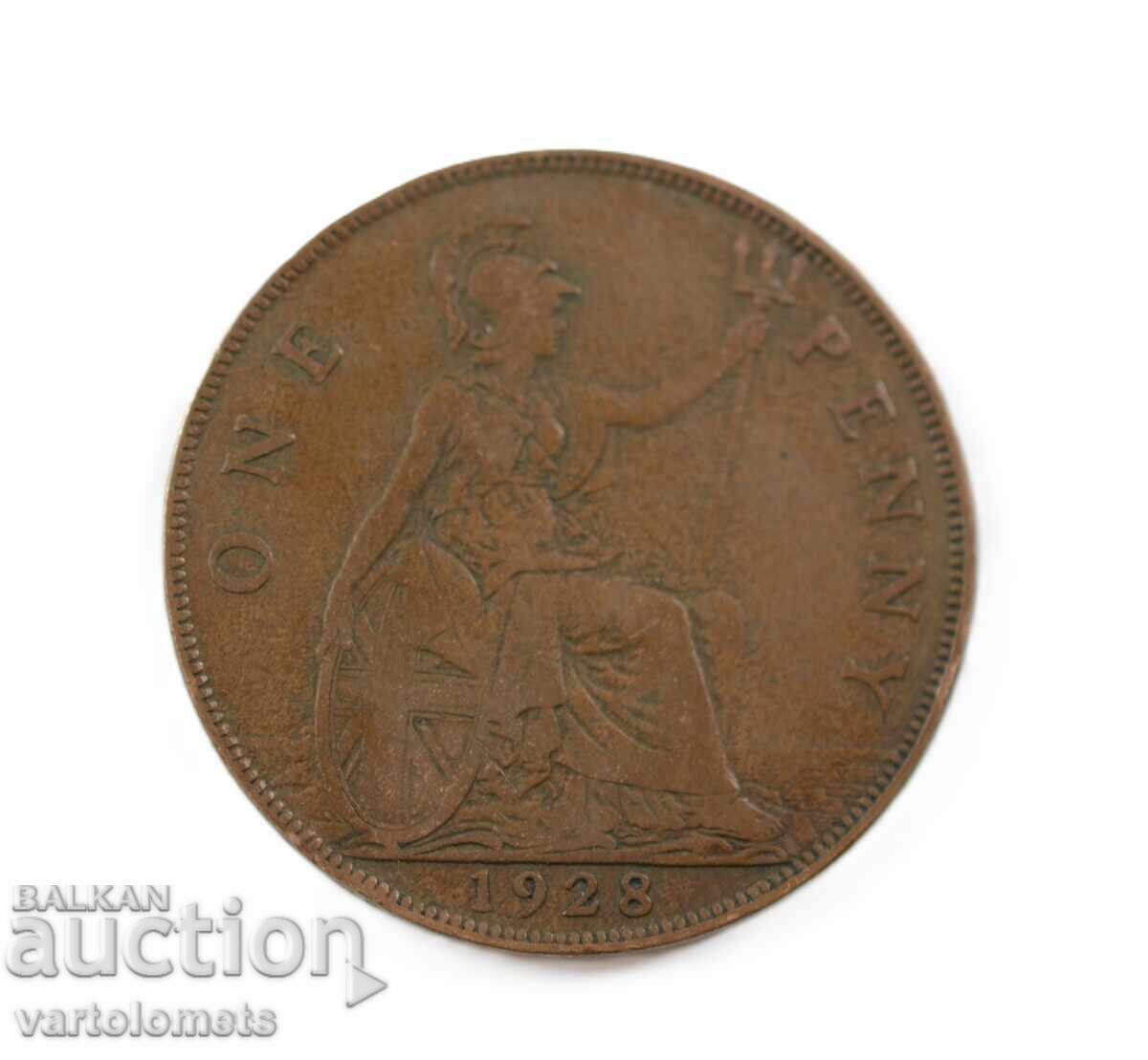1 peni 1928 -  Velikobritania › Kral Dzhordzh V