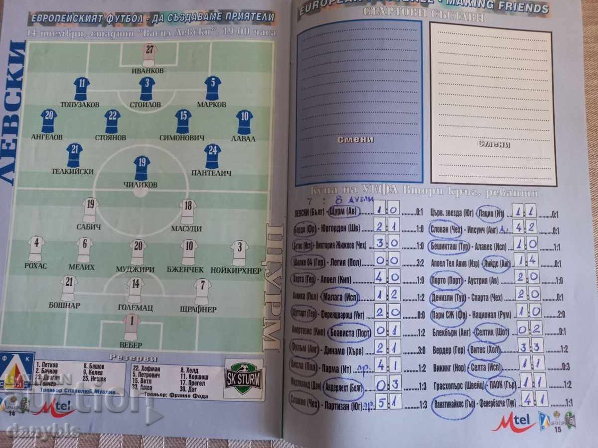 Program de meci fotbal - Levski - Sturm Graz - 5