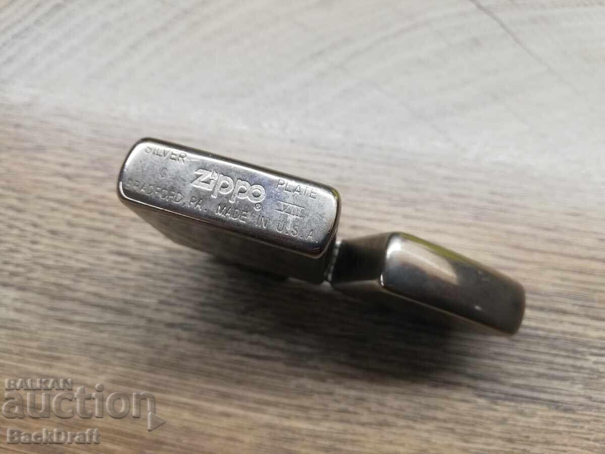 Original Zippo Gasoline Lighter, Zippo Silver Plate 1992 - 6