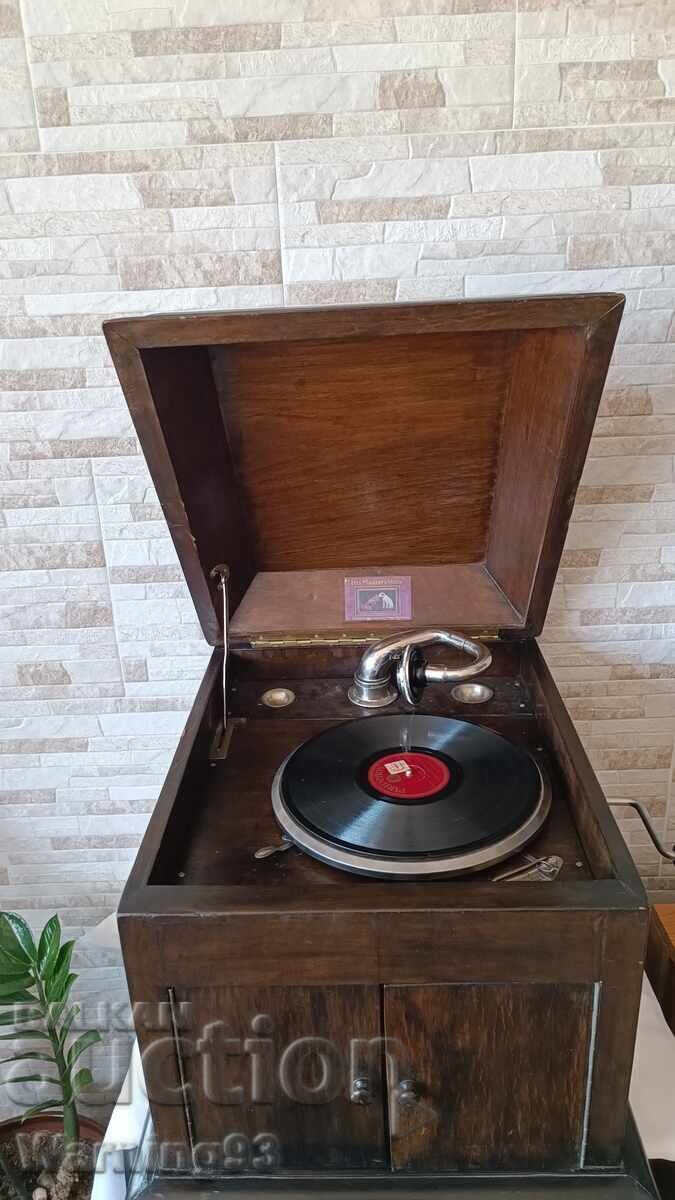 Gramophone with crank - His Master's Voice - 1920s - G. Britain