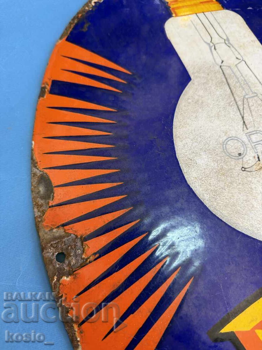 Livrarea Veche placă emailată publicitară din epoca țarilor