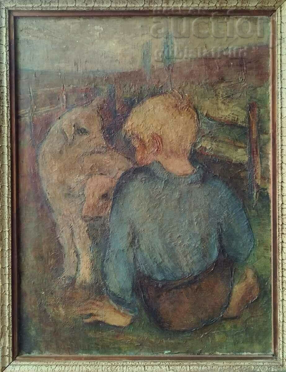 Poza, „Copilăria la sat”, art. Vesa Abrasheva (1930-1992)