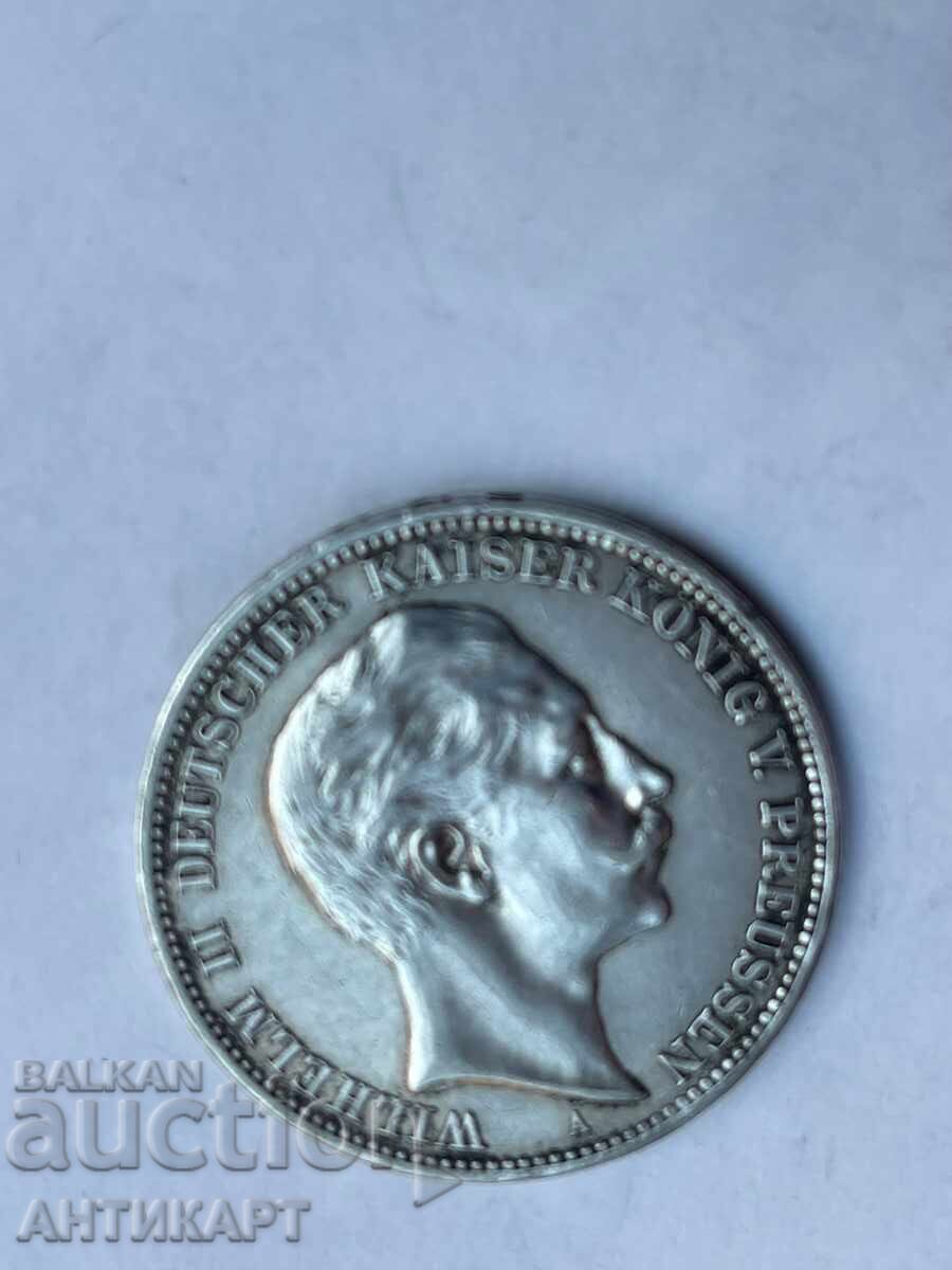 Ασημένιο νόμισμα 3 μάρκα 1909 Γερμανία Πρωσία με τιμή € 43.00 | 84.10 BGN