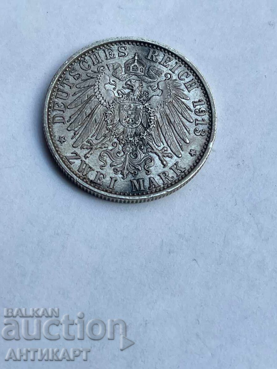 #2 monedă de argint 2 mărci 1913 Germania Prusia cu preț € 40.00 | 78.23 BGN