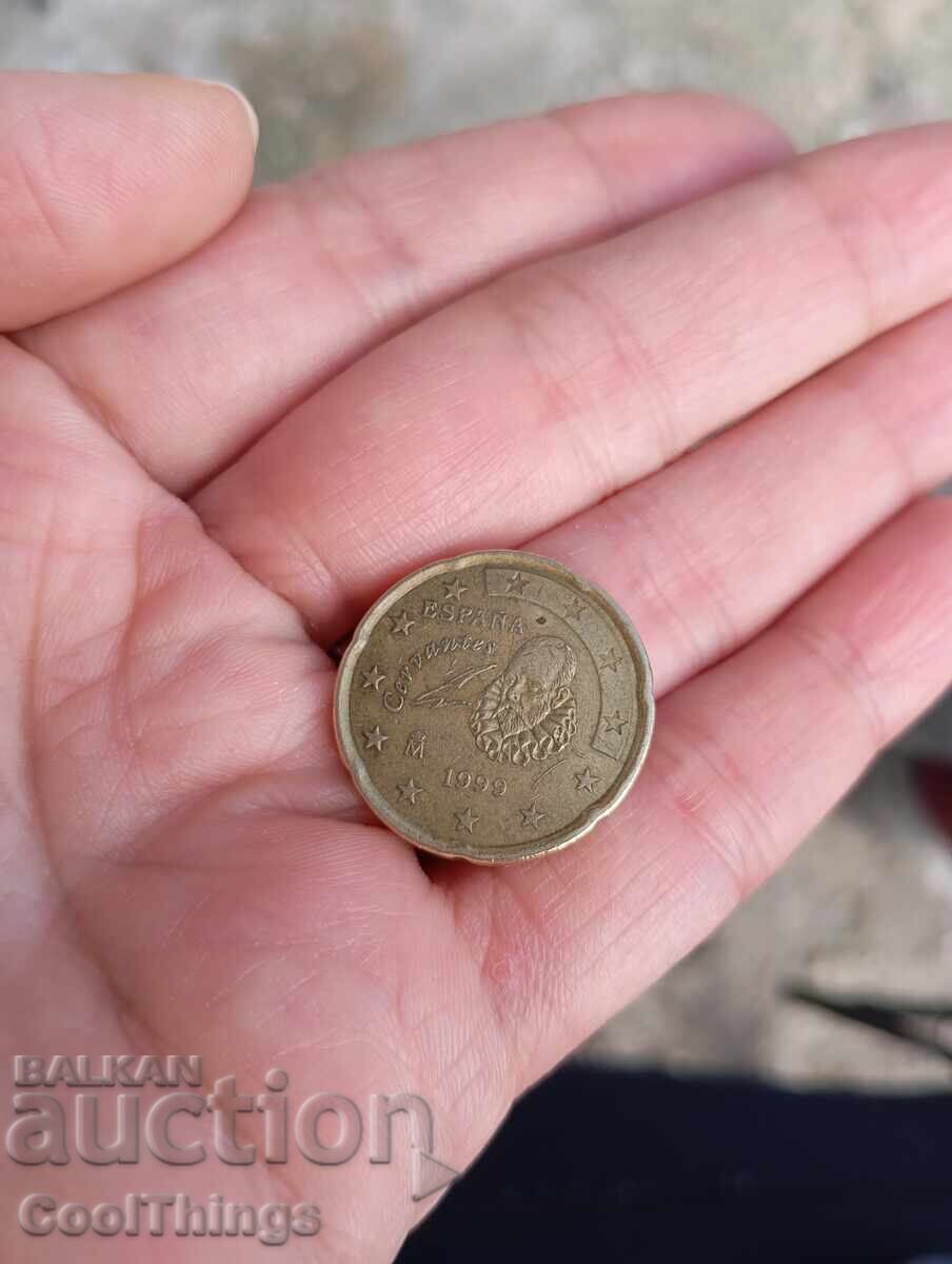Auction 20 euro cents 1999 Spain brass Auction 20 euro cents 1999 Spain brass