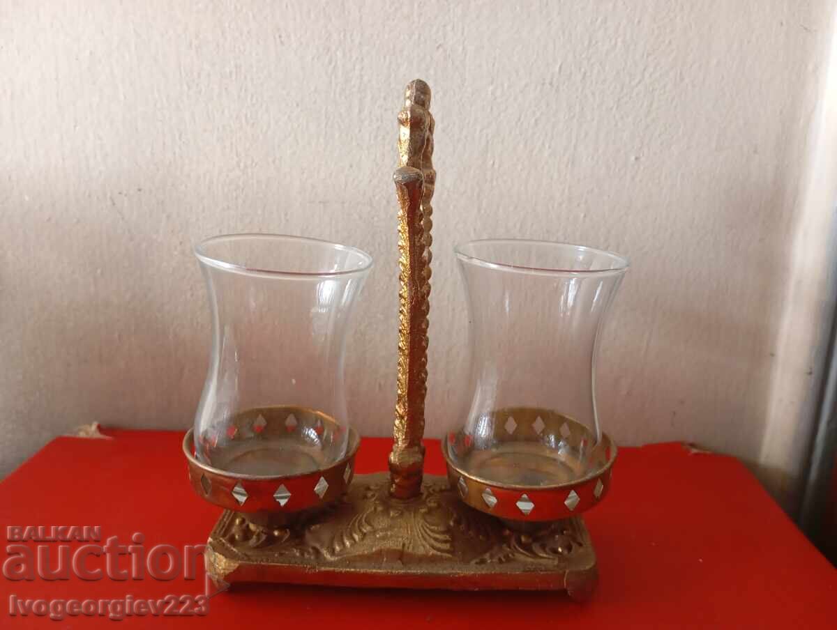 Винтидж прибор за клечки за зъби,солница