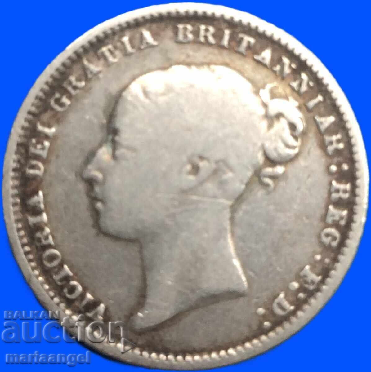 Licitație Marea Britanie 6 Pence 1872 Young Victoria Silver