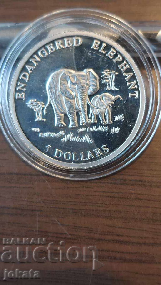 5 долара Либерия сребро